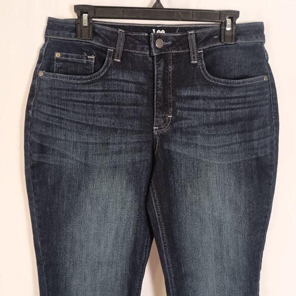 Lee Riders Mid Rise Straight Jeans Sz 10P Petite Altered Hem Slit Denim Great - Picture 9 of 9